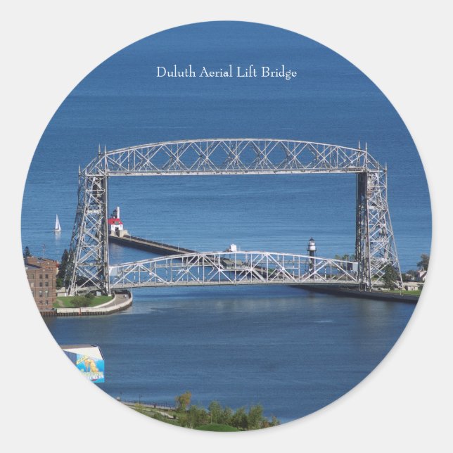 Redonda Pegatina del puente de elevador aéreo de Duluth (Anverso)
