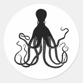 Redonda Pegatina del pulpo negro
