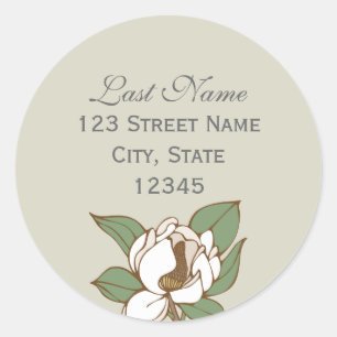 Redonda Pegatina del remite de la magnolia
