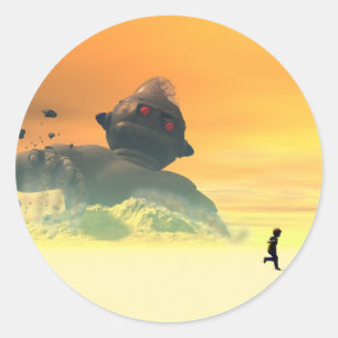 Redonda Pegatina del renacimiento de Derelict Robot