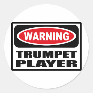 Redonda Pegatina DEL REPRODUCTOR DEL TRUMPET DE Advertenci