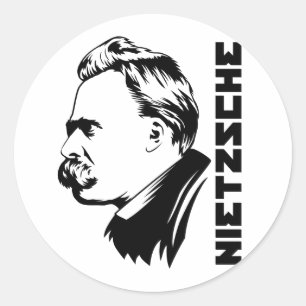 Redonda Pegatina del retrato de Frederich Nietzsche