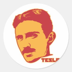 Redonda Pegatina del retrato de Nikola Tesla