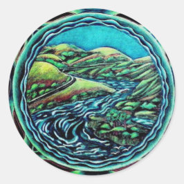 Redonda Pegatina del río Sagrado Mandala