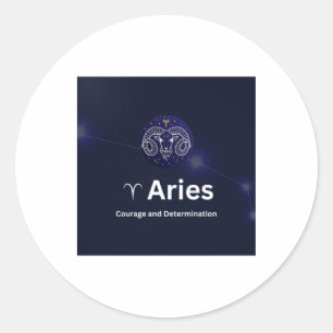 Redonda Pegatina del Rótulo Aries Zodiac