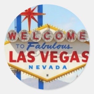 Redonda Pegatina del Rótulo de Las Vegas