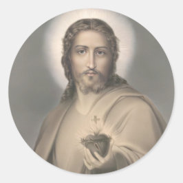 Redonda Pegatina del Sagrado Corazón de Jesús