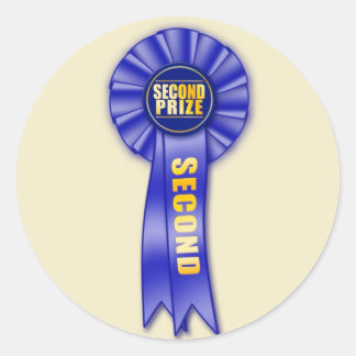Redonda pegatina del segundo premio de rosette azul