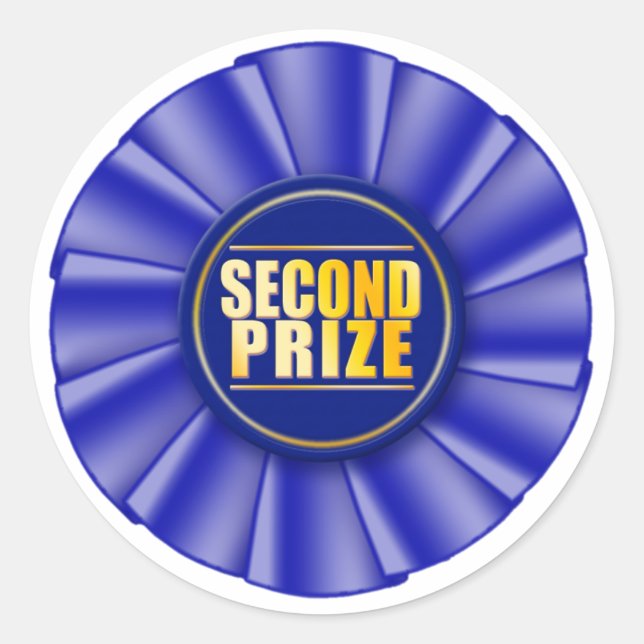 Redonda pegatina del segundo premio de rosette azul (Anverso)