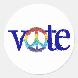 Redonda Pegatina del signo de la paz para votar 