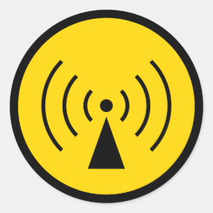 Redonda pegatina del símbolo amonestador del rf