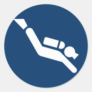 Redonda Pegatina del símbolo del buceo con escafandra