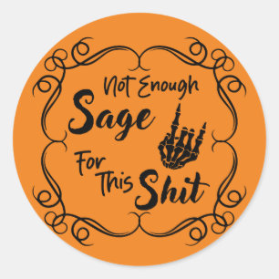 Redonda Pegatina del Skeleton Sassy Halloween Sage