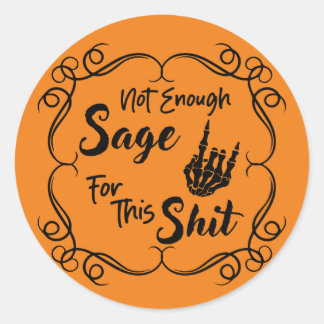 Redonda Pegatina del Skeleton Sassy Halloween Sage