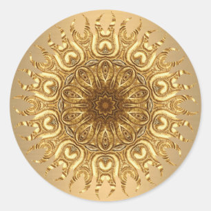 Redonda Pegatina del Sol Dorado