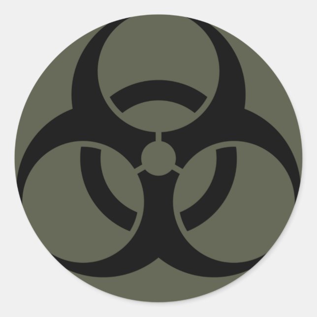 Redonda Pegatina del tapón de alcance, riesgo biológico en (Anverso)