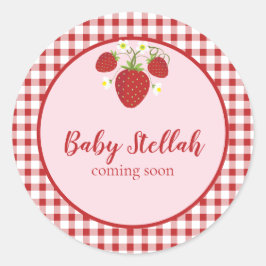 Redonda Pegatina del tema de fresa Favor