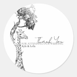 Redonda Pegatina del tema jirafa Safari