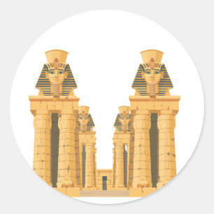 Redonda Pegatina del templo egipcio antiguo