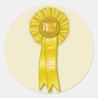 Redonda pegatina del tercer premio de rosette amarillo