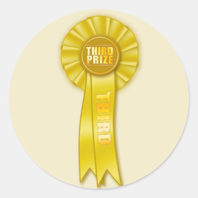 Redonda pegatina del tercer premio de rosette amarillo (Anverso)
