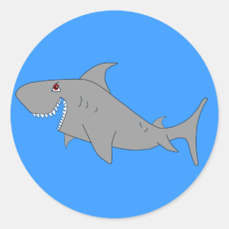 Redonda Pegatina del tiburón del dibujo animado