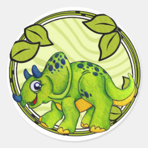 Redonda Pegatina del Triceratops
