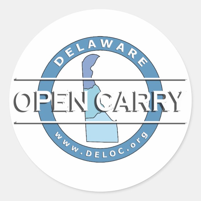 Redonda Pegatina Delaware Open Carry (Anverso)