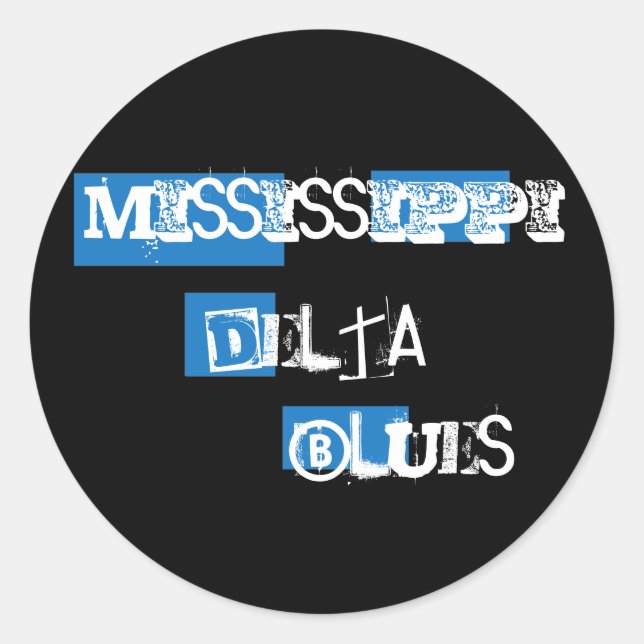 Redonda Pegatina Delta Blues de Mississippi (Anverso)