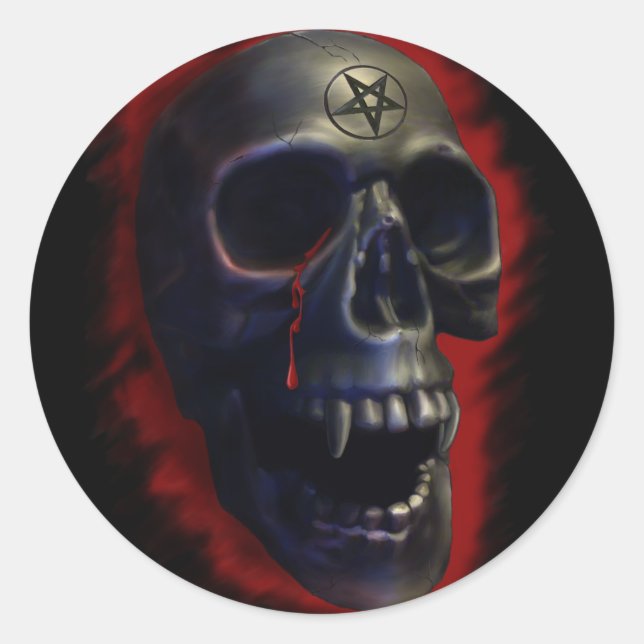 Redonda Pegatina Demon Skull 1 (Anverso)