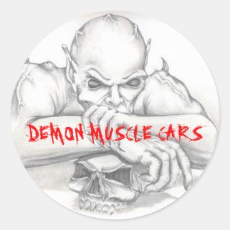 Redonda Pegatina DEMONIO, AUTOS MUSCULARES DEMONIOS