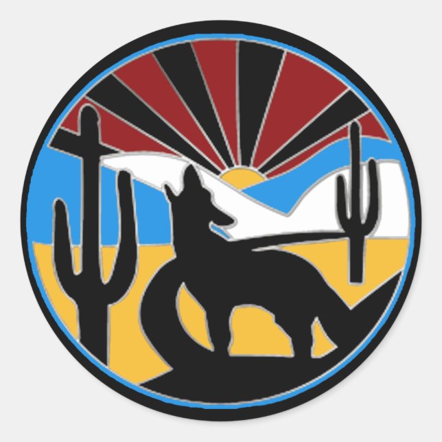 Redonda Pegatina Desert Sunset (Anverso)