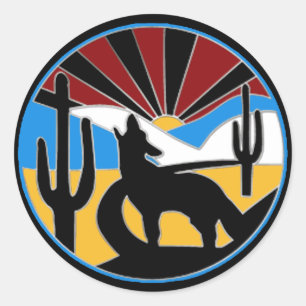 Redonda Pegatina Desert Sunset