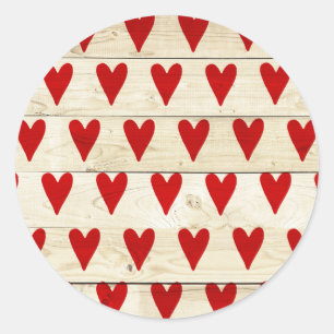 Redonda Pegatina día de San Valentín con corazón en madera