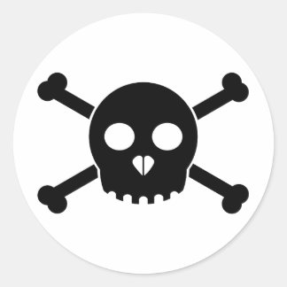 Redonda Pegatina directo de la cabeza de la muerte negra