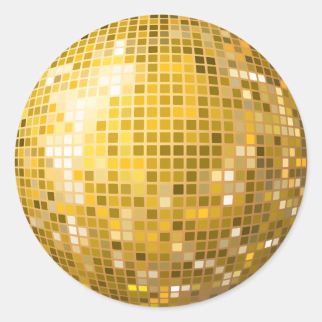 Redonda Pegatina Disco Ball Gold (Anverso)