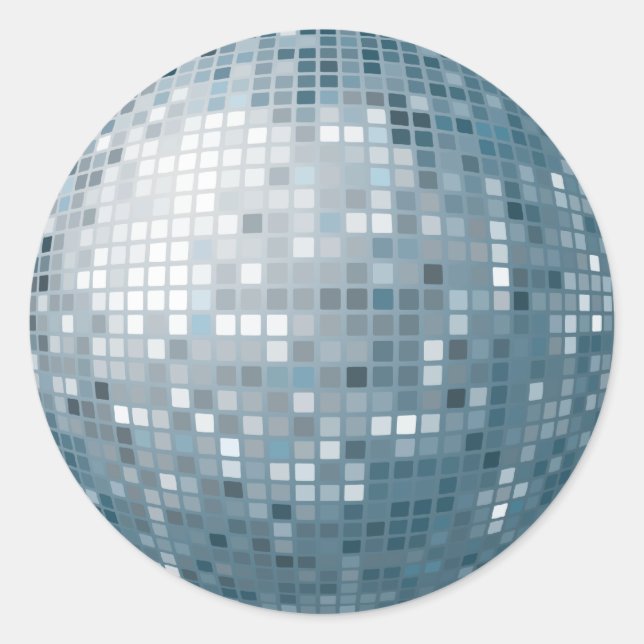 Redonda Pegatina Disco Ball Silver (Anverso)