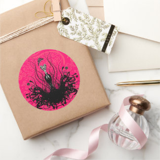 Redonda Pegatina Diva Fashion - Raspberry rosa brillante c