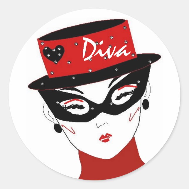 Redonda pegatina "Diva I" (Anverso)