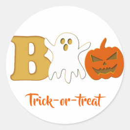 Redonda Pegatina divertida de Halloween Boo