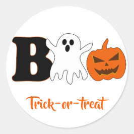 Redonda Pegatina divertida de Halloween Boo