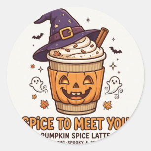 Redonda Pegatina divertida de Halloween de Latte con Espec