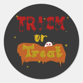 Redonda Pegatina divertida de Halloween Trick or Treat Boo