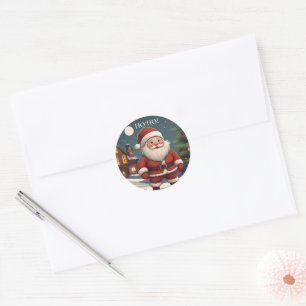 Redonda Pegatina divertida de Papá Noel festivo Ho Ho Navi