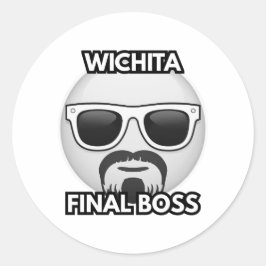 Redonda Pegatina divertida del jefe final de Wichita