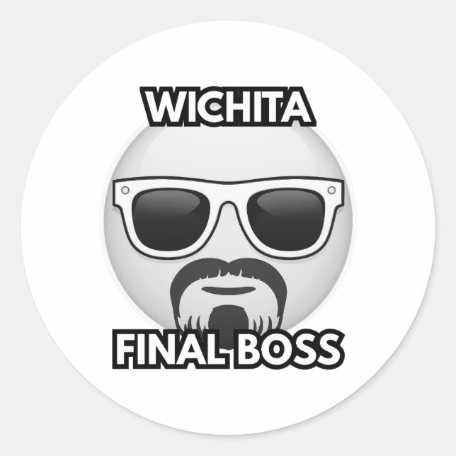 Redonda Pegatina divertida del jefe final de Wichita (Anverso)