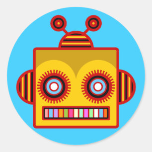 Redonda Pegatina divertido Bee Robot