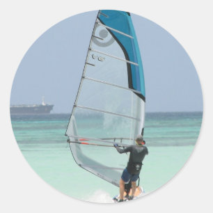 Redonda Pegatina divertido de windsurf
