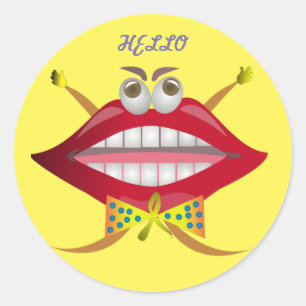 Redonda Pegatina divertido del amarillo del labio