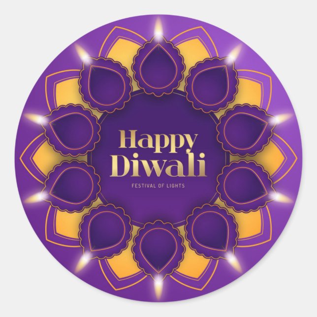 Redonda Pegatina Diwali (Anverso)